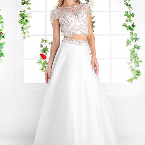 Two Piece Sequin Bodice A-Line Dress CDCK35